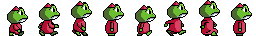 Side-facing frog walking frames
