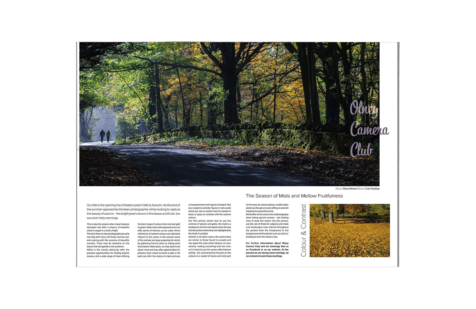 Olney Camera Club editorial spread with autumn woodland photography