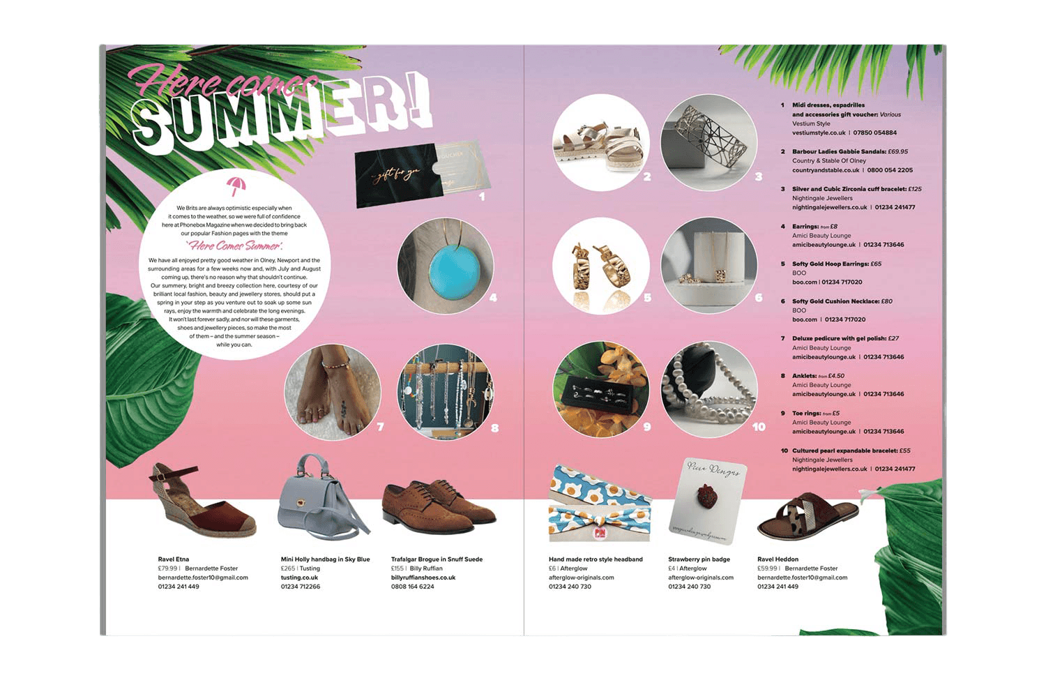 Summer shopping campaign spread for Phonebox Magazine