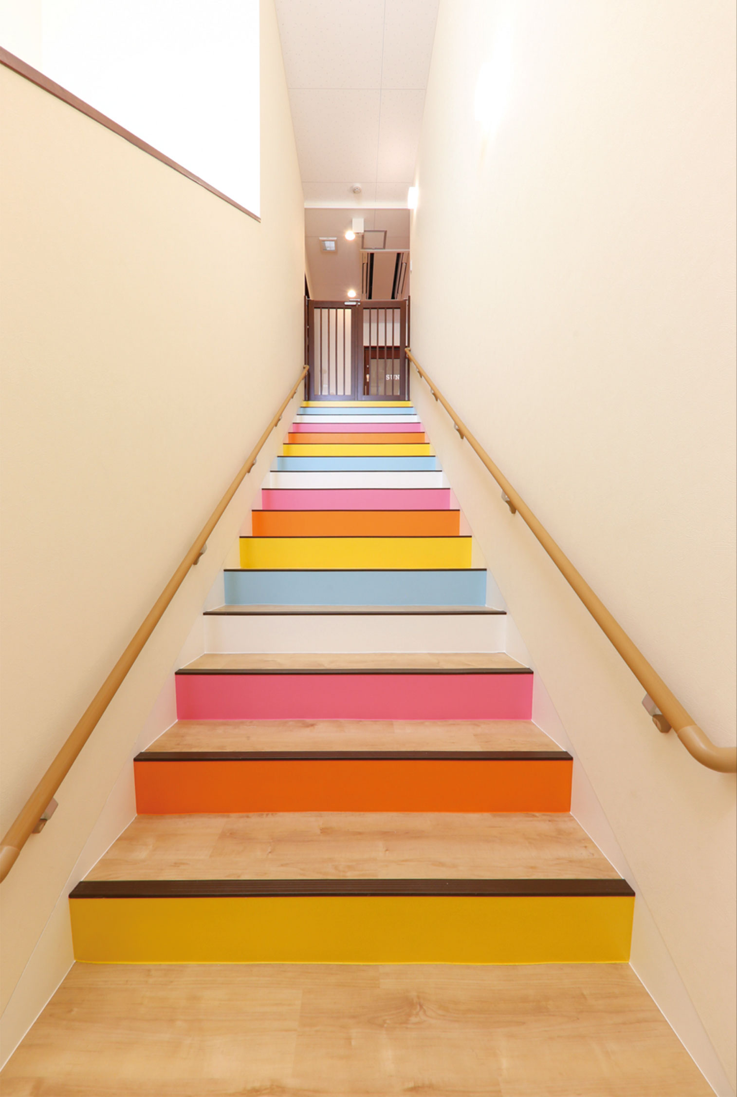 Cocoro Lab staircase with brightly coloured risers